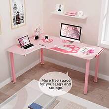 Eureka Ergonomic Gaming Desk Pink60 Inch Pink L Shaped Gaming Desk with Free Mouse Pad Gaming Table Pink for Girls Home Office Wood and Metal Space-Saving Computer Desk Easy to Assemble Pink - ROSA - Ver 4