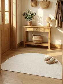 Felpudo de entrada en forma de medio círculo de estilo sisal sintético, adecuado para entrada, sala de estar, dormitorio, baño, pasillo, lavandería, cocina, balcón como alfombra de entrada interior, moderna alfombra rectangular absorbente de poliéster para el hogar, fácil de limpiar, alfombra de baño de franela suave, alfombras de baño, alfombras de cocina, felpudo de entrada, alfombra de baño, alfombra de medio círculo, decoración del hogar, decoración de otoño para el hogar, decoración de habitación, decoración de baño - Blanco - Ver 2