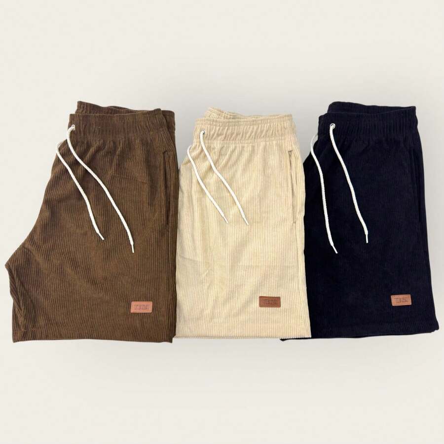 Kit 3 Bermuda Men's Mauricinho Textured Fabric Premium Shorts Casual Basic Gym Training - 鏽棕色 - 查看 1