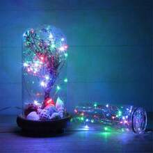 Guirnalda de luces solares para exteriores, cortas, con luces intermitentes de luciérnaga, 4,9 m, 50 LED, para decoración de jardines y patios, multicolor Requiere 1-2 días de exposición al sol para carga inicial - colores - Ver 2