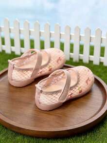 1双婴幼儿女童透气网面公主鞋，春夏柔软防滑鞋，甜美樱桃蝴蝶结网面鞋，轻便灵活的学步鞋，适合幼儿园日常穿着 - 粉色 - 查看 2