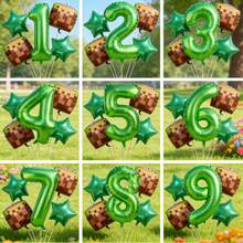 Set de 5 globos con números de temática de juego de píxeles, adecuado para fiestas y celebraciones de cumpleaños, decoración de pared - 1 - Ver 2