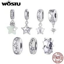 WOSTU 1件925纯银闪亮立方氧化锆星形吊坠，适合女性日常佩戴，可作为女士礼物 - 銀色 - 查看 2