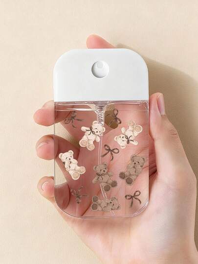 New Bow Teddy Bear Pattern Refillable Transparent PET Travel Spray Bottle, Suitable For Perfume, Makeup Remover, Toner, Moisturizer, Nail Polish Remover, Reusable, Travel Essential, Perfect Travel Accessory, Holiday Gift, Christmas Gift, New Year Gift For Teachers, Friends, Couples