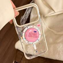 1pc White Rim Magnetic Colorful Dot + Rose Dot Round Magnetic Phone Holder Stand, Transparent, Suitable For IPhone 17 Pro Max, American Style Magnetic Holder For IPhone 16, 13 Soft Case, 15, Personalized, Creative, Geometric, Minimalist, Contrast Color, Niche, Ins Style - Clear - View 8