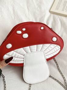 卡通蘑菇造型链条斜挎包，可爱又充满青春气息的单肩包 - 紅色 - 查看 6