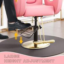 Silla profesional para salón hidráulica reclinable rosa 360° giratoria con altura regulable ideal peluquería spa belleza tatuajes estructura de hierro resistente - Rosa y oro - Ver 8