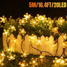 20/50/100 LED Luces solares para jardín - 5m/7m/12m, 8 modos de iluminación, luces solares de flores de cerezo para exteriores, control de luz inteligente, sin costo eléctrico, adecuado para jardín, patio, cerca, árbol, balcón, pabellón, casa, decoración de ventanas, creando una atmósfera de iluminación soñadora - a prueba de viento, fácil de instalar, talla grande adecuado para el hogar, cumpleaños, fiesta, Pascua, decoración de celebración de días festivos, regalo del Día de la Madre, decoración de hadas para exteriores - Luces de jardín - Ver 17