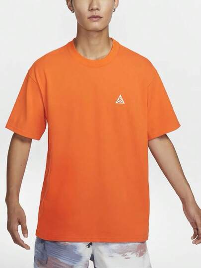  Nike ACG系列 純色字母多巴胺圓領寬鬆短袖T卹 男款 橘色