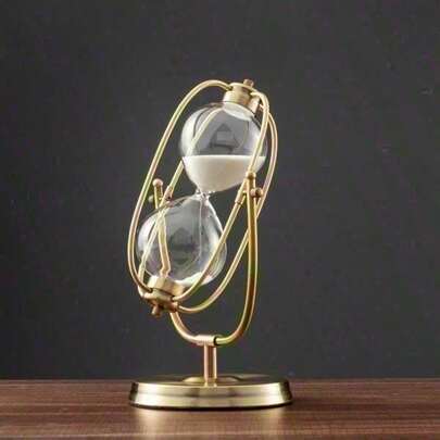 French Vintage Brass 360 Rotating Metal Sand Clock Antique Sand Timer For Gifts Wedding Office Decor