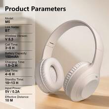 Foldable Wireless Headphones With Microphone, HIFI Stereo Immersive Sound Quality, Rechargeable Battery, Compatible With Phones, Computers, Suitable For Gaming, Music, Sports, Gift - View 5