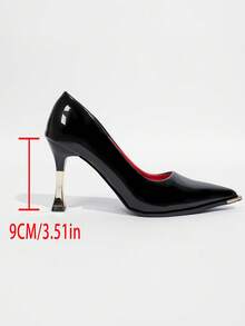 2026 Nuevos tacones de aguja de metal con puntera puntiaguda, bombas de tacón alto con suela roja para el trabajo y la boda, cómodos de llevar - Negro y rojo - Ver 8
