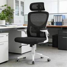 Silla de Oficina con Soporte Lumbar,Silla De Escritorio Ergonómica con Altura Ajustable,con Función de Bloqueo de Inclinación,Silla Ergonomica con Reposacabezas Ajustable,Respaldo Alto,con Ruedas - 1 - Ver 2