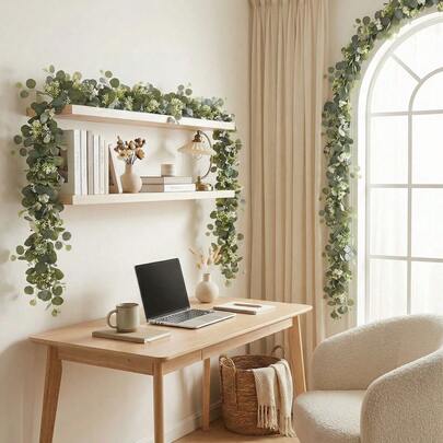 1/2/8/5/10pcs Artificial Eucalyptus Vines, Gold Coin Leaves Vines, Home Decor Faux Greenery Garland, Suitable For Wedding Party, Fireplace Mantel, Table Runner, Home, Office, Spring & Summer Decor