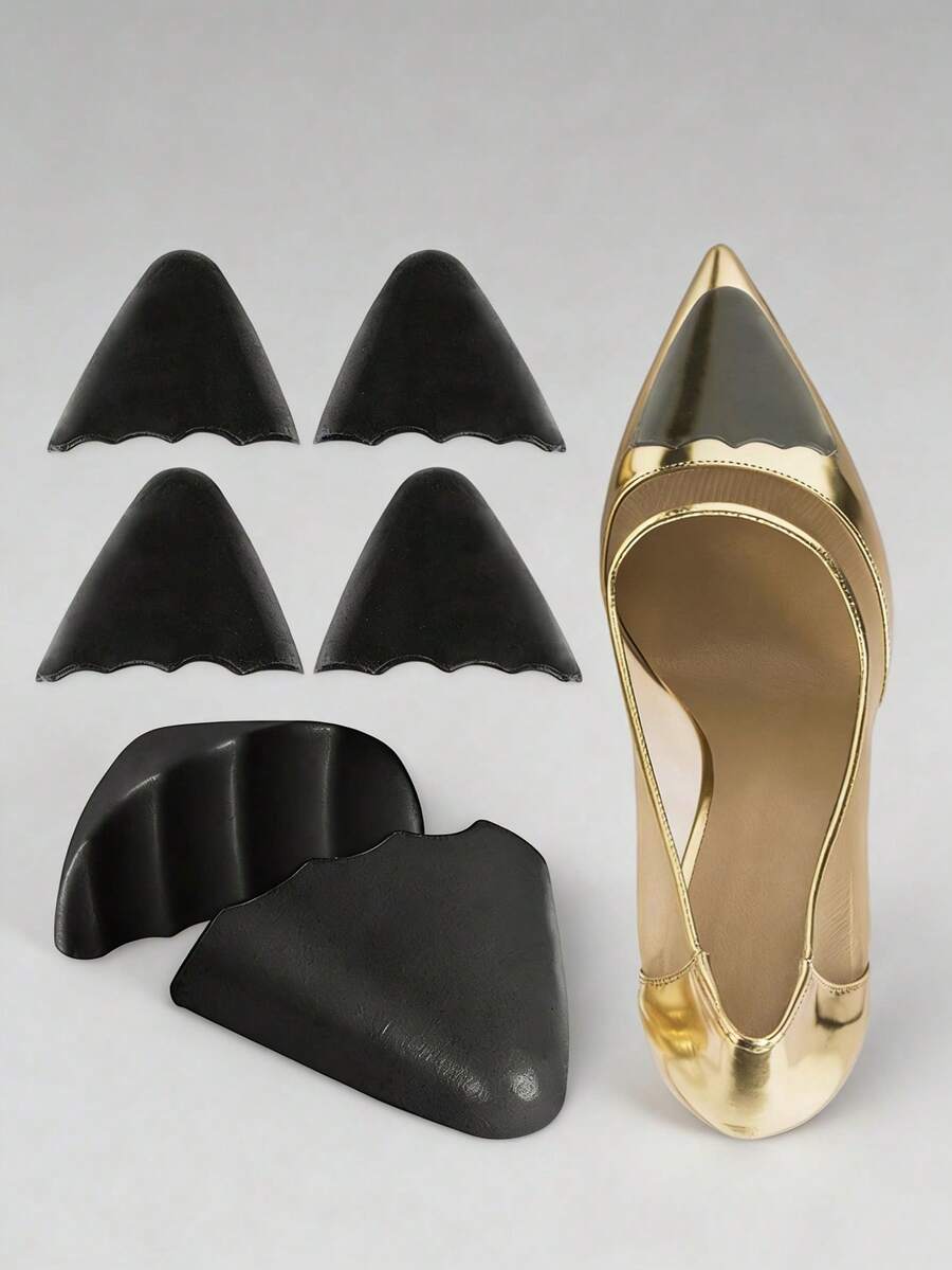 Super Soft PU Toe Inserts, High Heel Anti-Slip Pads, Sponge Half-Size Pads, Toe Friction Prevention Front Palm Pads, Trimmable - Black/pointed - View 1