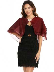 Women's Sheer  Shawls And Wraps For Evening Dresses Soft Wedding Cape Lightweight Bridesmaid Scarves Cover Up - 紅寶石 - 查看 1