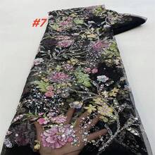 2026 High-Quality 3D Floral Embroidered Lace Fabric With African Sequins, Nigerian French Mesh Embroidered Fabric For Bridal Gown Sewing - A - View 8