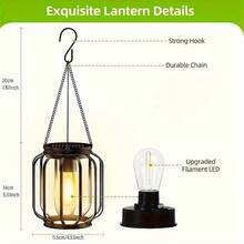 LiHangStar 1/2pcs Solar Hanging Lantern, Outdoor Table Lamp, IP65 Metal Solar Lamp With Hook, Bright & Warm Lantern Decor, Outdoor Hanging Light For Garden, Patio, Porch, Balcony - Solar Lanterns - View 7