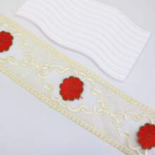 9.5cm Wide Lace Trim Ribbon, Delicate Cotton Embroidered Ribbon For Wedding/Bridal Decor, DIY Crafts Sewing, Home Decor, 2 Yards (Light Purple, Red) - Multicolor - View 7