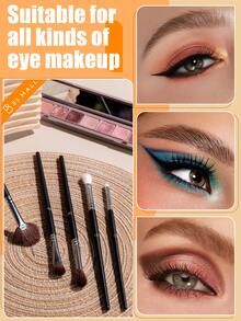 BS-MALL 12pcs Professional Animal Hair Eyeshadow Brush Set For Precise Makeup Application - Black - View 2