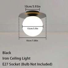 1pc Modern Minimalist Round Ball Ceiling Light, E27 Lamp Holder, Hard-Wired Connection, Suitable For Balcony, Entrance, Hallway, Room (Bulb Not Included) - Multicolor - View 9