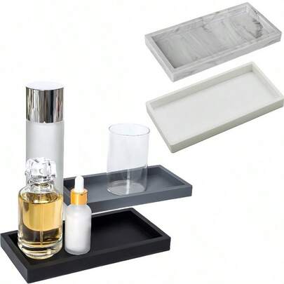 A Rectangular Silicone Cosmetic Tray, Bathroom Storage Tray, Jewelry Tray, Kitchen Soap Dish Rack, Countertop Storage Tray. It Is Suitable For Placing Cosmetics, Perfume, Jewelry, Candles, Etc. It Can Also Be Used As A Decorative Tray For Coffee Tables. Suitable For Vacation Beaches, Bathrooms, Bedrooms, And Other Places. High-Capacity.