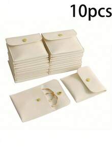 1/5/10 piezas Bolsas de joyería de piel sintética con cierre a presión - Bolsas de regalo de lujo para aretes, collares, pulseras y anillos - Perfectas para almacenamiento y combinación, bolsas de terciopelo cuadradas con cierre a presión, bolsas de joyería de terciopelo, bolsas de regalo de tela, bolsas de embalaje de regalo de collar y pulsera de caramelo, regalo del Día de San Valentín - Multicolor - Ver 11