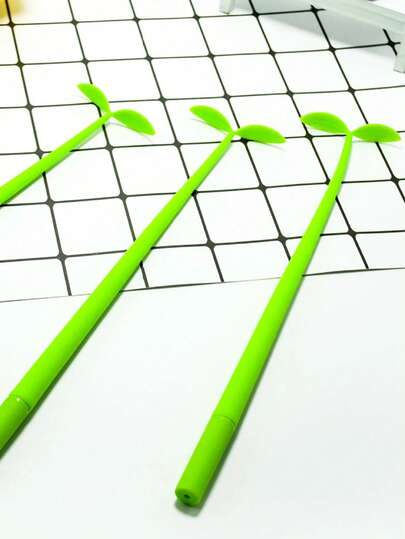 1/3 Pcs Silicone Cartoon Gel Pens, Lucky Clover Design, Creative Leaf-Shaped Wiggle Pens, 0.5mm Fine Tip For Document Signing, Back-To-School Stationery