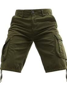 Men's 100% Cotton Cargo Shorts Multiple Flap Pockets Casual Streetwear Daily Wear Breathable Durable For Outdoor Hiking Camping Fishing Travel Walking Beach Vacation Summer Essentials Comfort  Lightweight Everyday Bottoms,Work Shorts - xanh quân đội - Xem 3