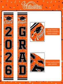 2pcs-Class Of 2026 Graduation Door Banners, Blue Graduation Porch Signs With Grad Cap & Diploma Print, Durable Polyester Decor For Graduation Party - Multicolor - View 21