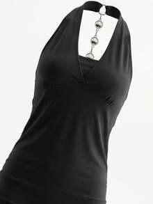 女士无肩带吊带连衣裙，性感紧身迷你裙，独特优雅的派对礼服，春夏款 - 黑色 - 查看 10