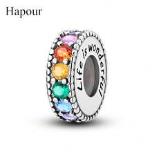 925 Sterling Silver Dew Drop Shaped Colorful Zirconia Rubber Stopper Beads, Suitable For Bracelets & Necklaces, Anniversary Gift For Women, Exquisite Jewelry - Silver - View 1