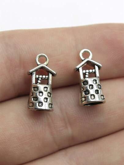 10pcs 17x9x8mm 3D Vintage Well Charms Pendant For DIY Jewelry Making Necklace Keychain Phone Chain Bracelet Making Accessories Handmade Craft Making Findings