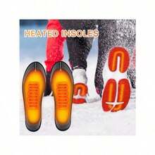 1 Pair Unisex USB Powered Heated Insoles, Trimmable For Outdoor Activities Like Camping, Skiing, Fishing And Hiking - Black - View 10