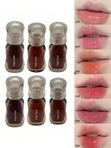 Bear 1pc Crystal Clear Lip Gloss, Moisturizing, Long-Lasting, Non-Smudging, Liquid Lipstick Suitable For Women In Autumn And Winter - Multicolor - View 3