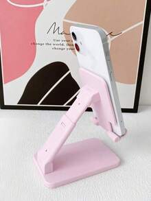 1pc Adjustable & Foldable Mobile Phone Holder, Portable Slouchy Desk Stand, Non-Slip Plastic Tablet Stand, Battery-Free - 彩色 - 查看 9