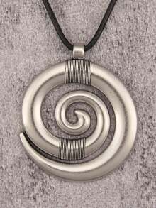 1pc Asymmetrical Spiral Pendant Necklace, Minimalist Fashion Street Hip-Hop Style Beaded Necklace, Wax Rope Sweater Chain - Beads - View 15