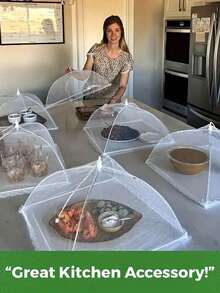 1 pieza Cubierta para vegetales, Cubierta de malla para vegetales, Cubierta de mesa plegable a prueba de polvo para alimentos y protector de vegetales para uso en el hogar y al aire libre - Multicolor - Ver 5