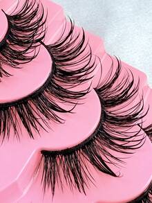 5 Pairs Wet Manga Lashes Fluffy 6D Thick Pointed False Eyelashes Handmade Curly Spiky Long Faux Mink Eyelashes Japanese Anime Cosplay Strip Lash Extension Gift For Women And Girl - Black - View 7