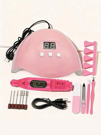 Nail Art Tool Set, Nail Art UV Lamp,Gel Nail Polish Glue Drying Machine,Electric Nail Drill, Low Noise Gel Art Remover,Electric Nail Drill Bits ,Sanding Bands For Nail Drill, Dead Skin Fork, Dead Skin Pusher, Nail File, Finger Divider, Manicure Pedicure Nail Art Kit,Premium Mani-Pedi Tools - Perfect For Salon-Quality Home Use,Essential Tools For Nail Art Enthusiasts,The Perfect Nail Art Gift.