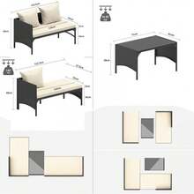 GartistGo 3 Pieces Outdoor Patio Furniture Set, Wicker Rattan Patio Seating Sofas With Coffee Table And Cushions - Black - View 3