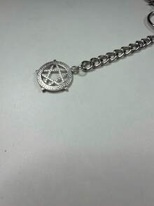 1 pieza Cadena de pantalón con decoración de estrella adolescente, cinturones occidentales, cinturón de cintura estilo BOHO, cinturón de vaquera, cadena de pantalón de doble capa con estrella hueca plateada estilo Y2K punk para niña, que combina con faldas, pantalones, para fiesta, vacaciones, regalo de cumpleaños, atuendo escolar diario - Plateado - Ver 2