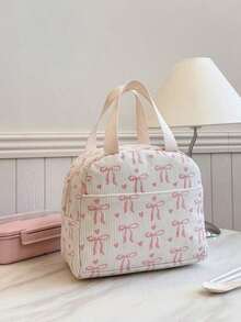 Portable Lunch Bag, Insulated Lunch Box, Bento Bag, Dinner Insulated Bag, Thickened Cute Lunch Fruit Bag For Students, Pink Leopard & Floral Lunch Bag, Women Lunch Box, School & Travel Insulated Lunch Bag, Waterproof Insulated Lunch Bag - 粉紅色 4 - 查看 4