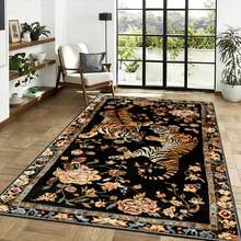 Luxurious Flowers And Exquisite Tigers Pattern Flannel Carpet, Vibrant And Energetic , 2D Digital Printing, Non-Slip Rubber Bottom, Multiple Sizes Available. Suitable For All Seasons, Washable, Machine Washable, Comfortable, Unique, Suitable For Him, Her, Family Members, Boyfriend, Girlfriend, Father, Family Members, Mother, Lover, Daughter, Son, Grandfather, Grandmother, Teacher, Doctor, Nurse, Friend, Classmate, Pet. As Birthday Gifts, Household Items, Wedding Items, Souvenirs, Home Decoration, Daily Life, Office Decoration, Birthday, Anniversary, Valentine's Day, Thanksgiving, Graduation Season, Christmas, Halloween, Mother's Day, Father's Day, Wedding, New Year Gift Decoration. Suitable For Shopping Centers, Restaurants, Kitchens, Bathrooms, Living Rooms, Bedrooms, Corridors, Balconies, Outdoor Doors, Door Mats, Entrance Mats, Non-Slip Mats, Offices, Cafes, Piano Room Floor Decoration - 多色15 - 查看 2
