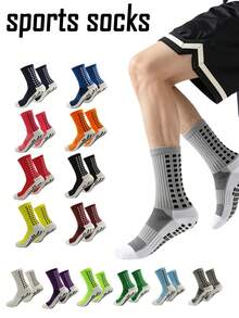 1 Pair Adult Soccer Socks, Non-Slip, Suitable For Running, Workout, Soft & Snug Fit - Multicolor - View 2