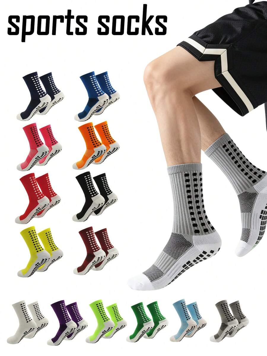1 Pair Adult Soccer Socks, Non-Slip, Suitable For Running, Workout, Soft & Snug Fit