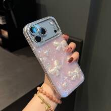 Laser Heart & Bow Tie Design Pink Phone Case For IPhone 17 Pro Max/17 Pro/17/16 Pro Max/16/16 Pro/16 Plus/15/15 Pro Max/15 Pro/15 Plus/11/12/13/14 Pro Max/11 Pro/11 Pro Max/12 Pro/12 Pro Max/13 Pro/13 Pro Max/14 Pro/14 Pro Max/14 Plus, Minimalist Creative Hard Shell - Pink - View 4