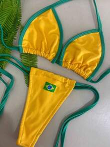 Women's Yellow String Bikini With Side Ties - Beachwear, Summer, Comfort - 黃色 - 查看 1