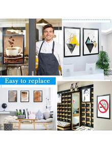 Magnetic Self-Adhesive Wall-Mounted Display Frame And Plastic Transparent Document Holder, Reusable Gold/Silver/Black Display Rack Hooks | Suitable For Wall Decor, Suitable For Birthdays, Graduations And Other Occasions - Multicolor - View 7