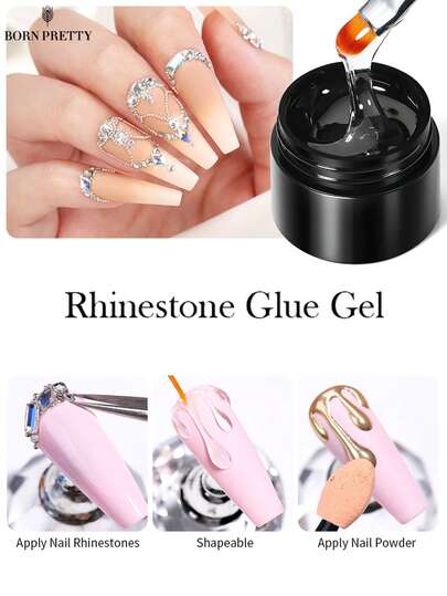  BORN PRETTY 5g Rhinestone Glue Gel Shapeable Easy To Apply Nail Rhinestones Long Lasting And Extremely Sticky Soak Off UV LED Gel Nail Salon Home DIY